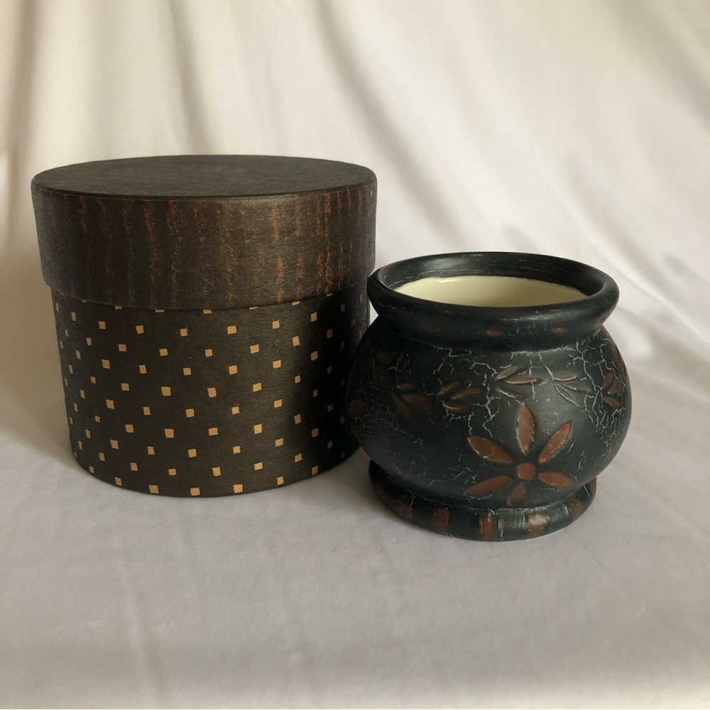 2001 Lang Primitives Floral 1 Porcelain Votive Holder Artwork by Ellen Stouffer